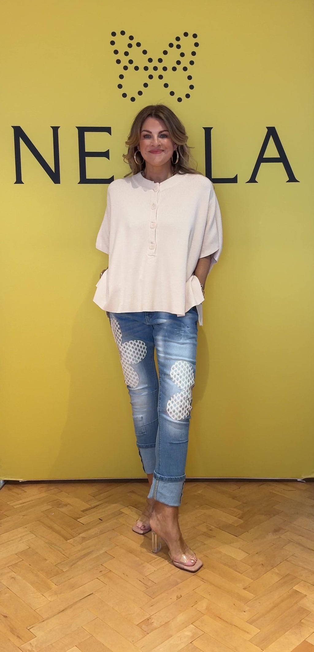 Nobu Flower Appliqué Jean - Blue