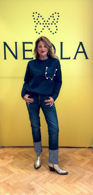Etta Pearl Pocket Knit - Navy
