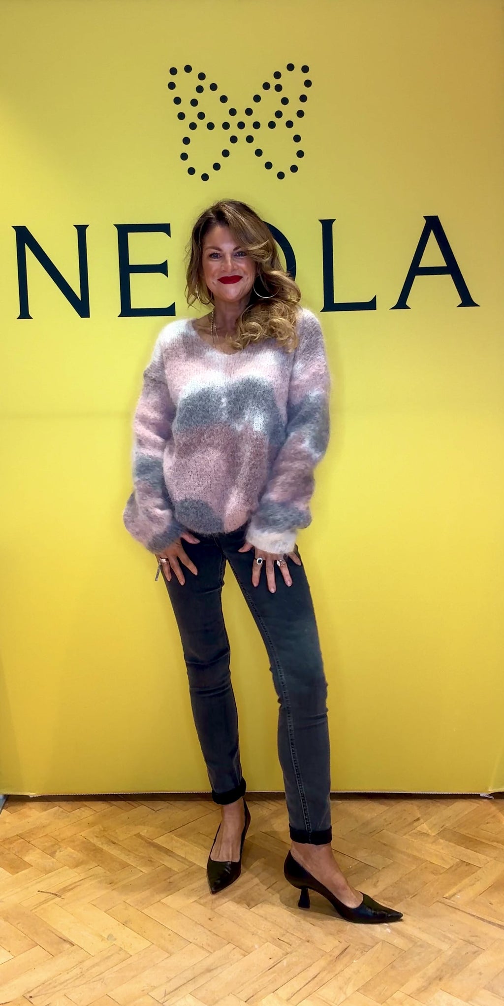 Mia Pink/Grey Marbled Mohair