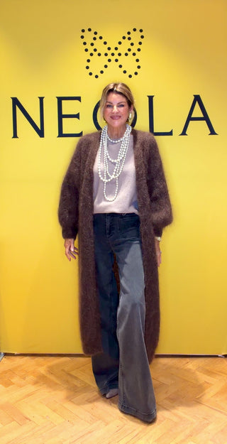 Pippa Long Mohair Cardigan - Chocolate Brown