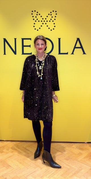 Amara- Sequin Chocolate Brown - Dress Bow- Reversible