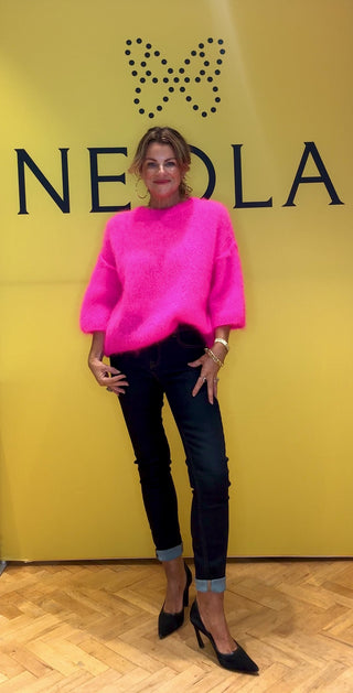 Nico Mohair Round Neck Knit - Fuchia