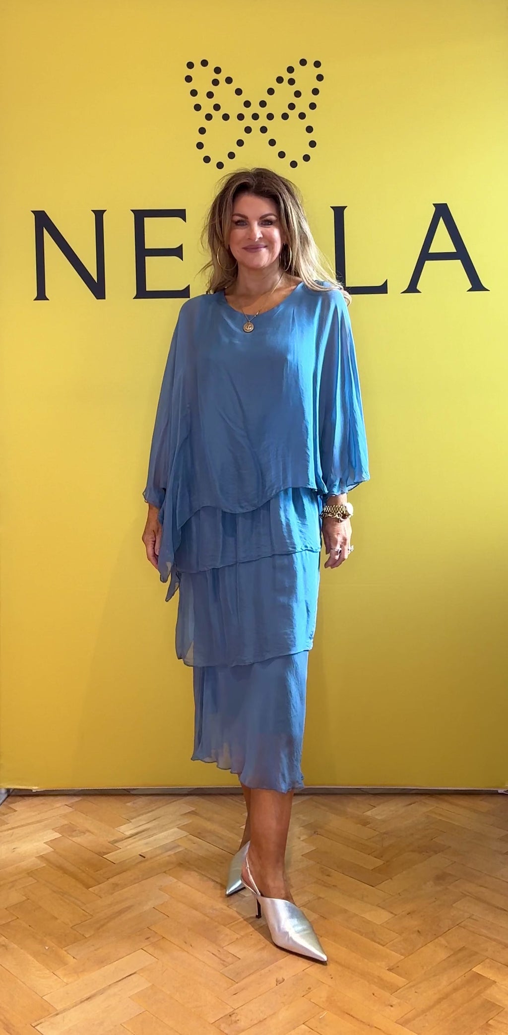 Roxy Silk Layered Dress - Blue