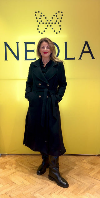 Nancy- Long Double Breasted Wool Coat Black