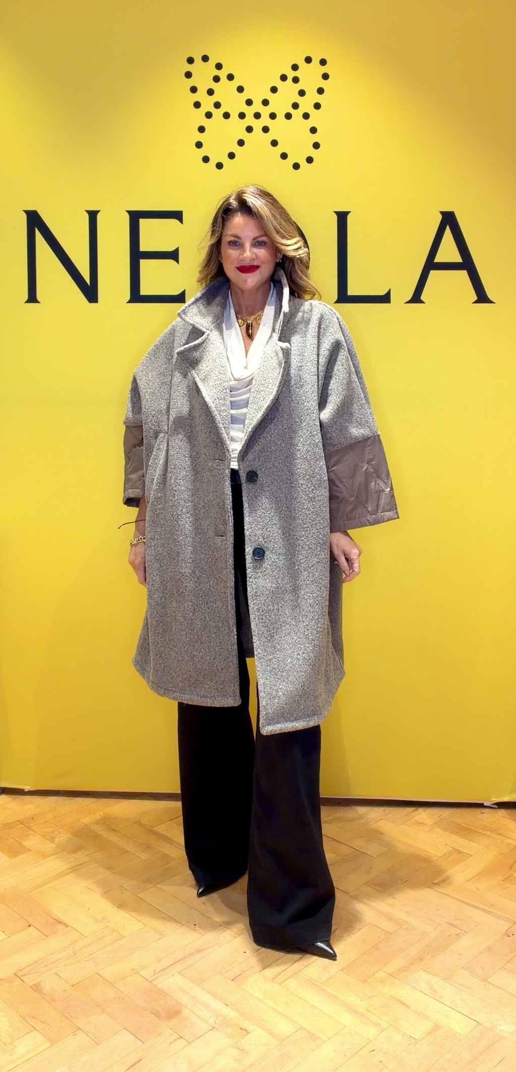 Sabrina- Wool Coat-Greige/Brown