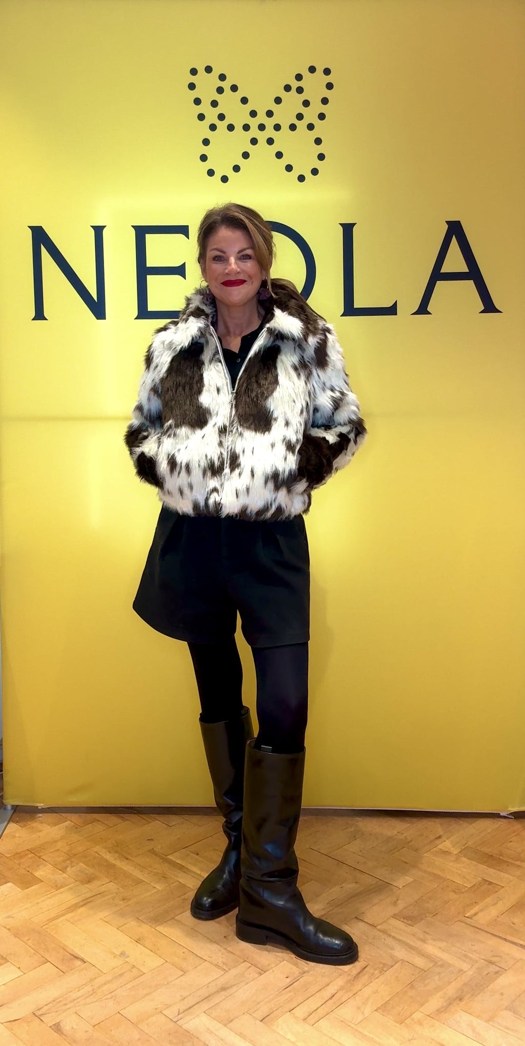 Jackie - Cowhide Print Faux Fur Jacket