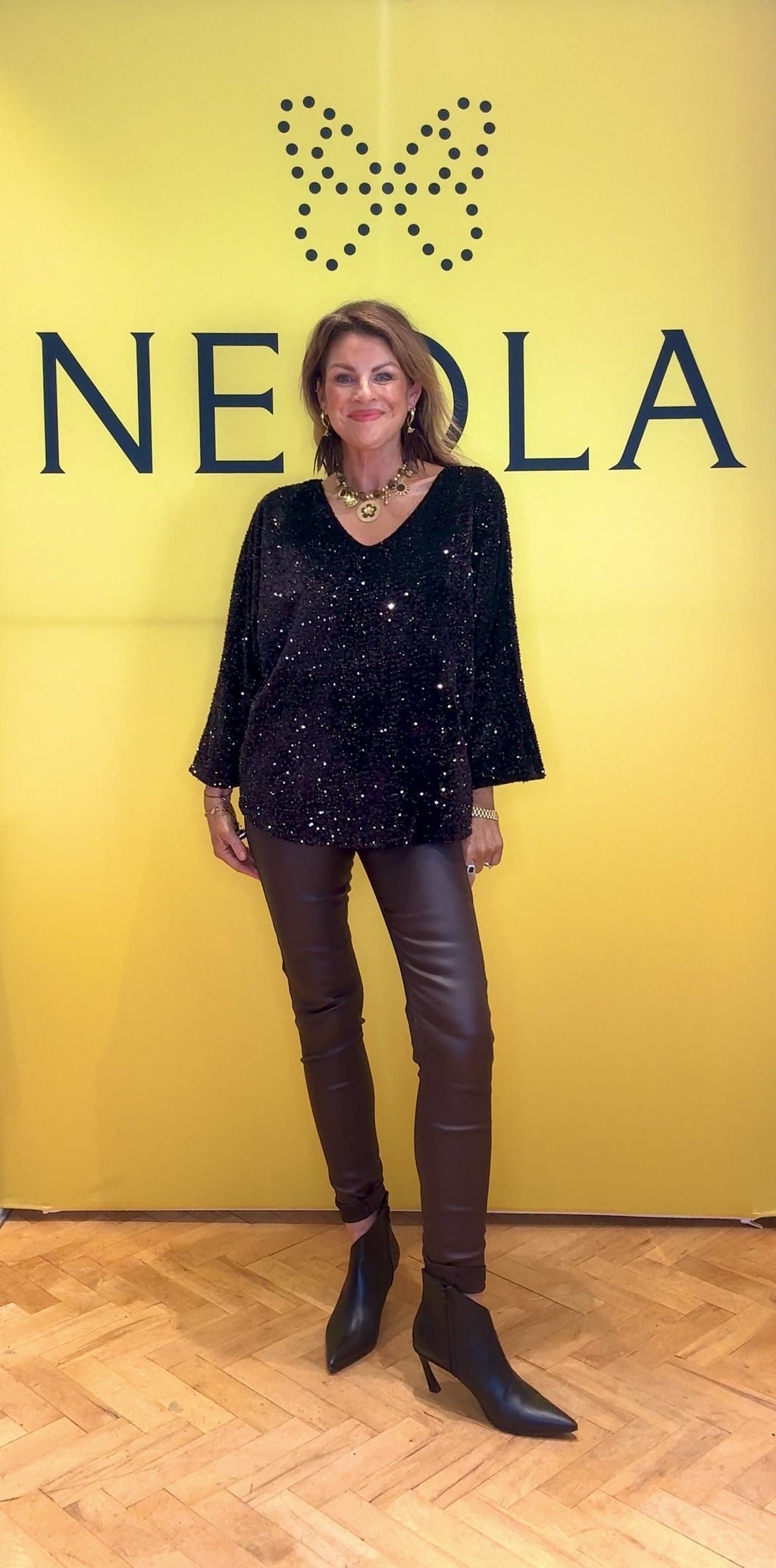 Nova Velvet Sequin Reversible Top - Chocolate