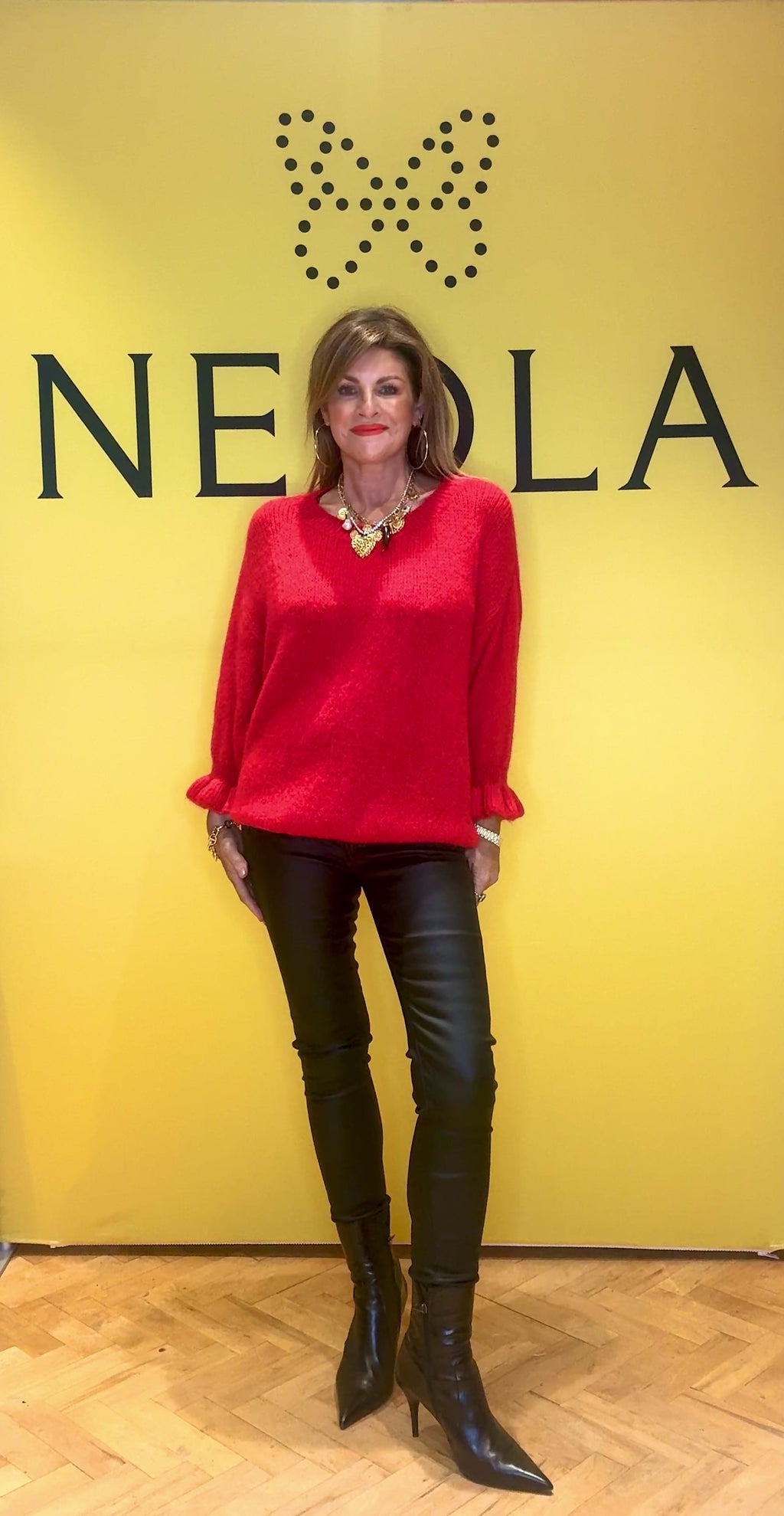 Daisy Ruffle Cuff Knit - Red