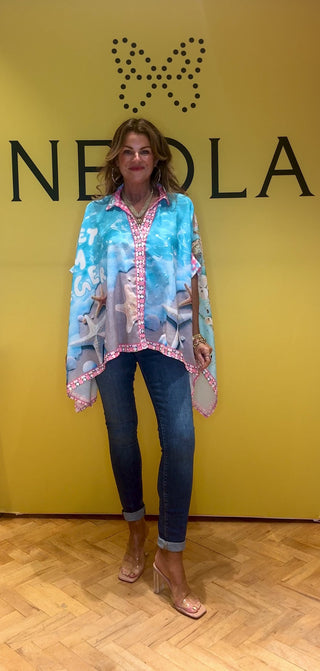 Nicolai Loose Print Shirt - Turquoise