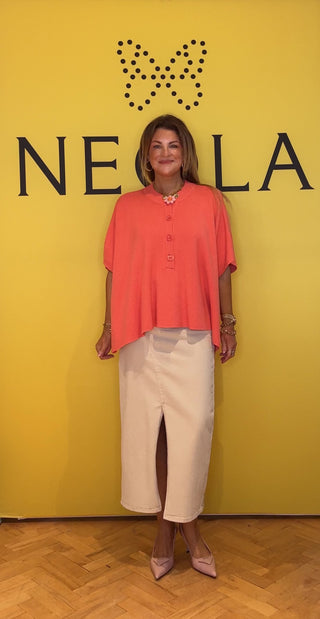 Noble Button Loose Knit - Orange