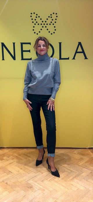 Adea Stud Roll Neck - Grey