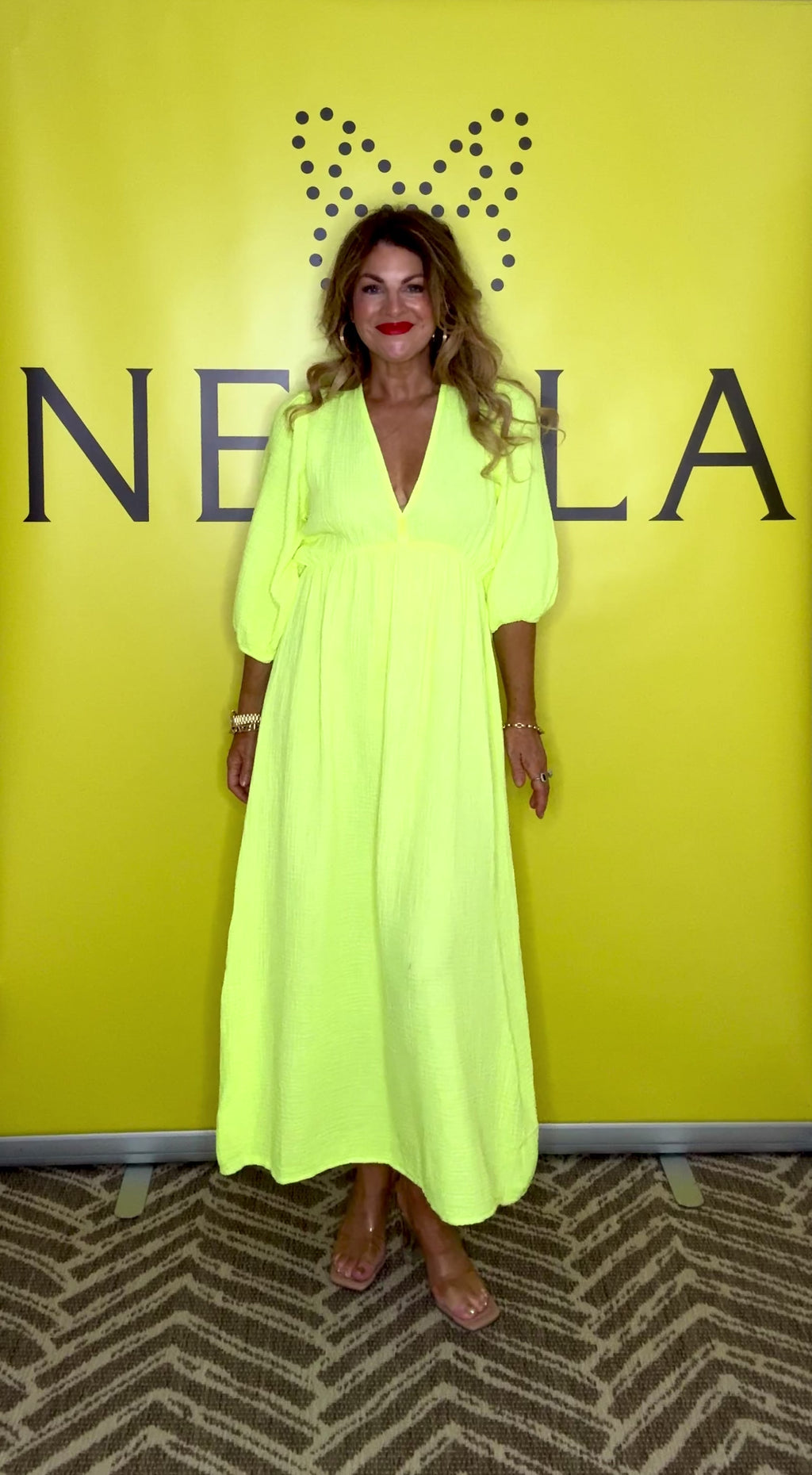 Lila Cotton Dress - Yellow Fluoro