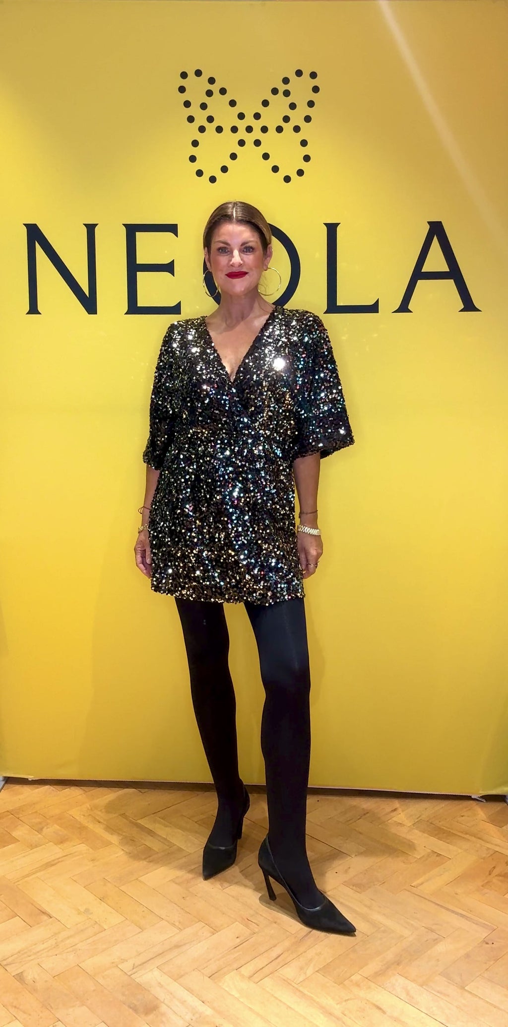 Samantha-Black/Silver Sequin -Playsuit