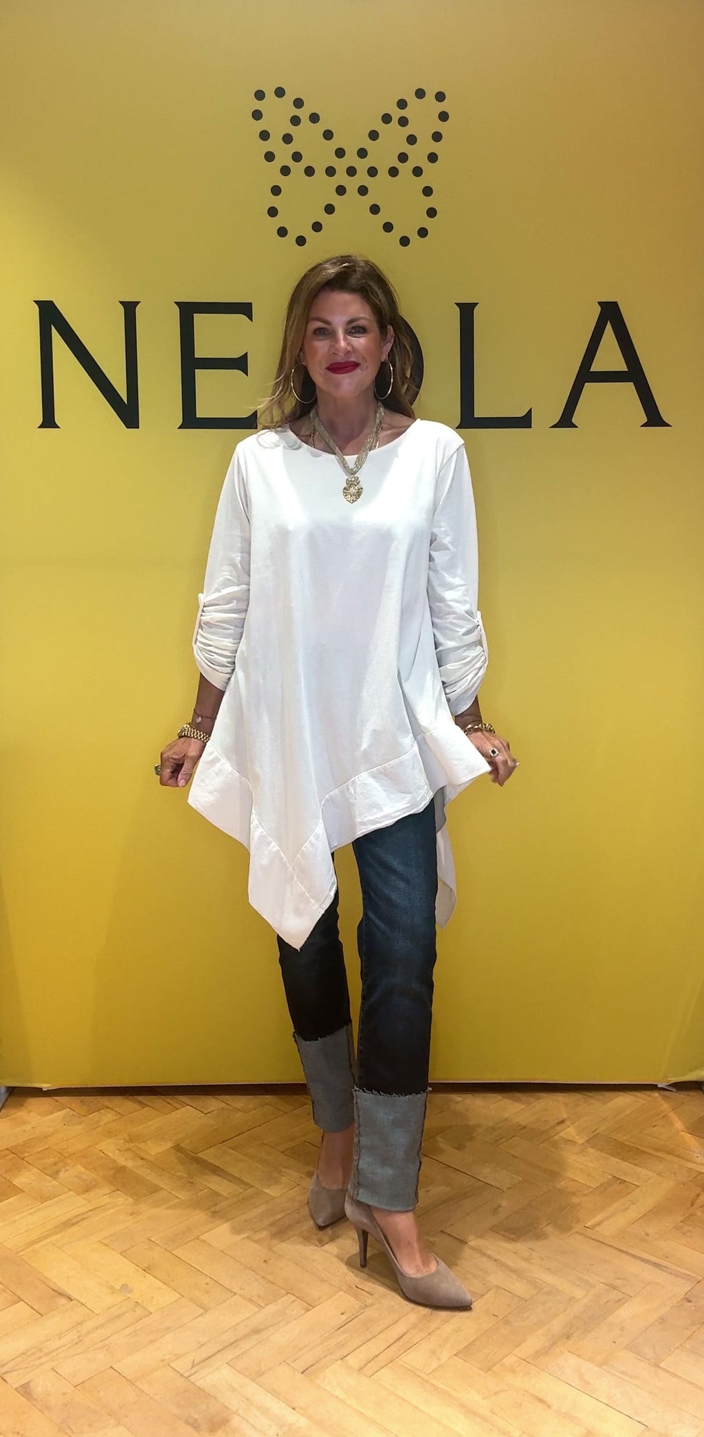 Gwen Cream Cuffed Shirt with Hem detail