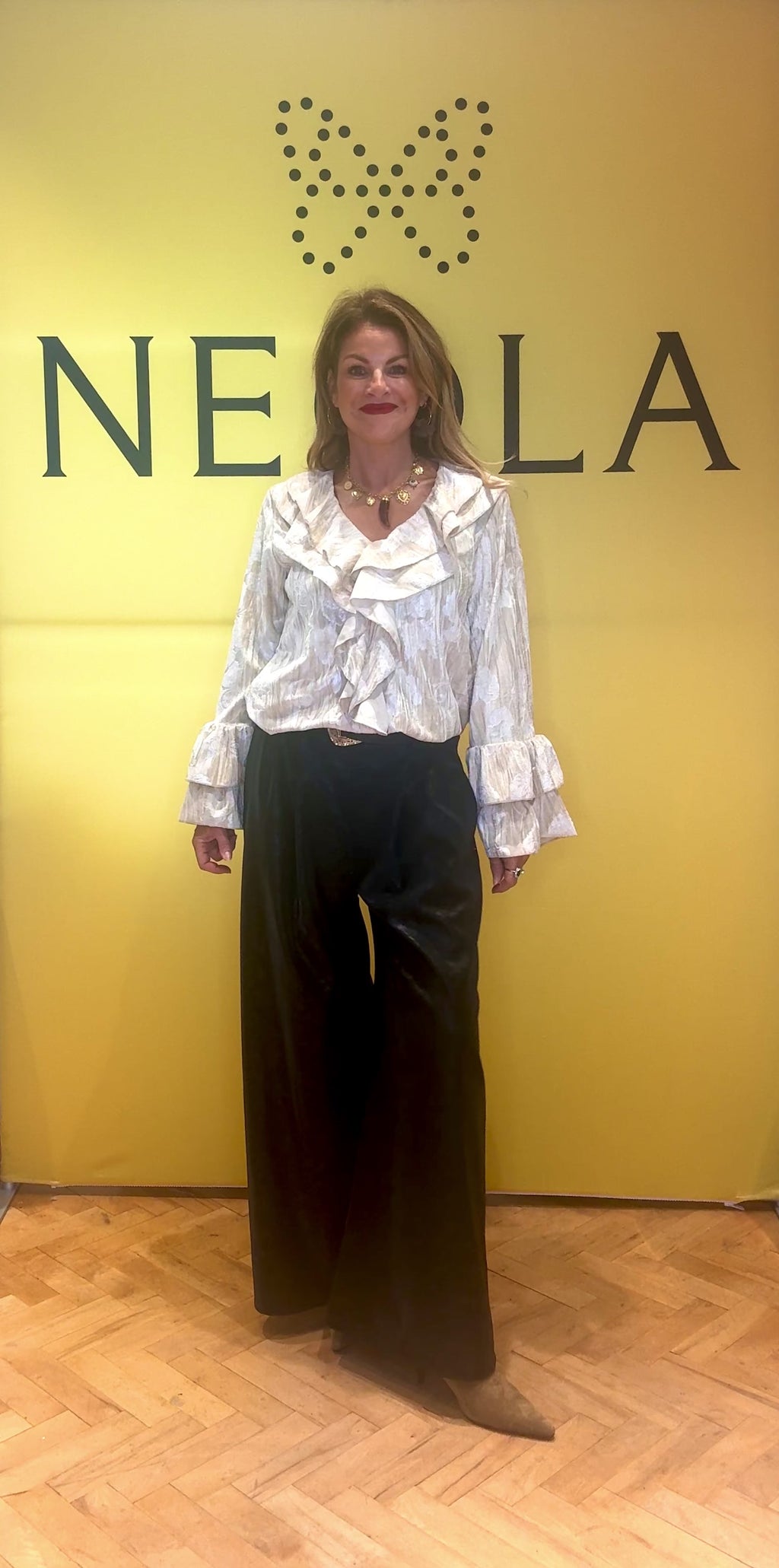 Monaca Ruffle Velvet Blouse- Cream