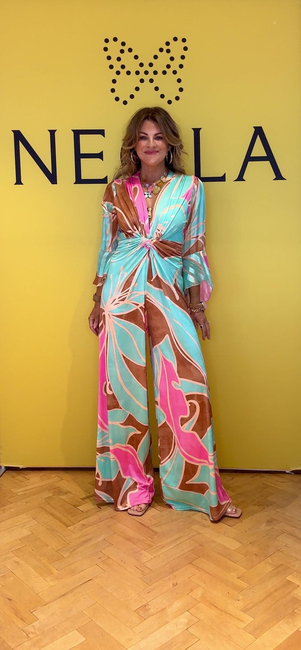 Artista Palazzo Jumpsuit - Turq/Brown