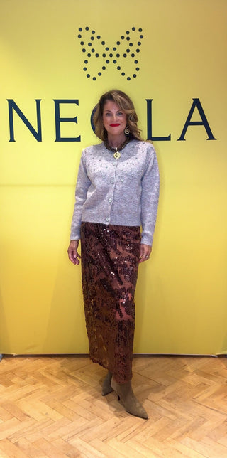 Amber - Sequin Skirt-  Brown