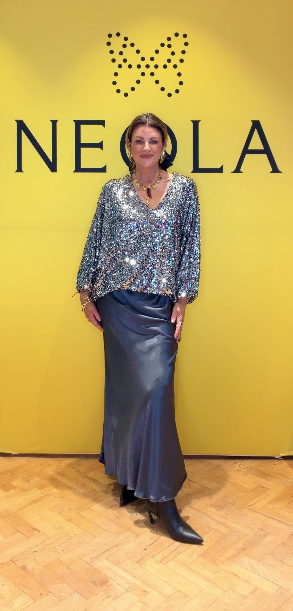 Meg-Grey- Satin Skirt