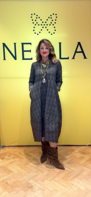 Jessica - Prince of Wales Check Dress - Brown/Black
