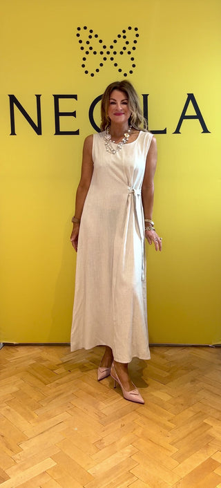 Sharlotte Linen Mix Dress - Beige