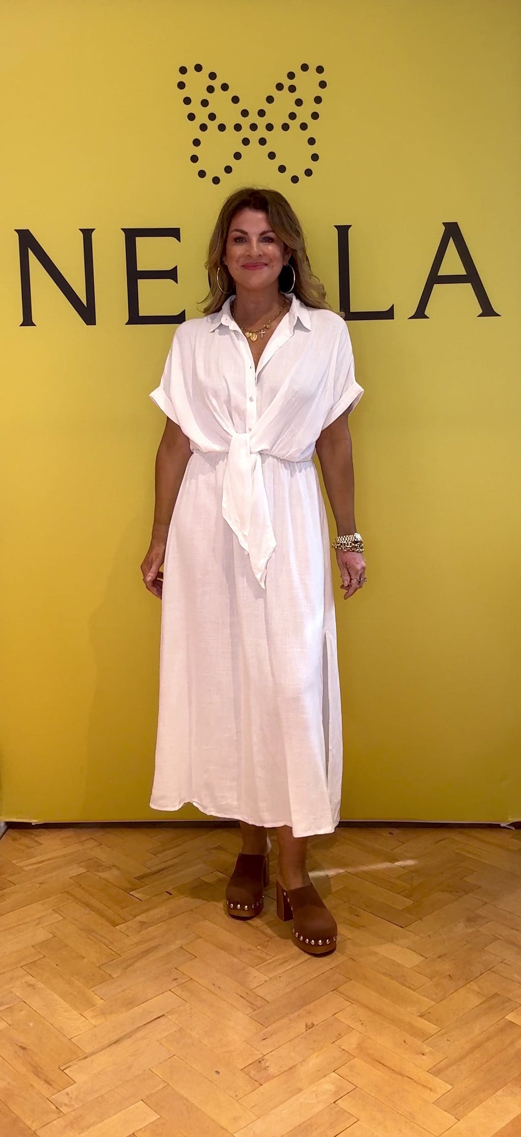 Shapiro Linen Mix Dress - White