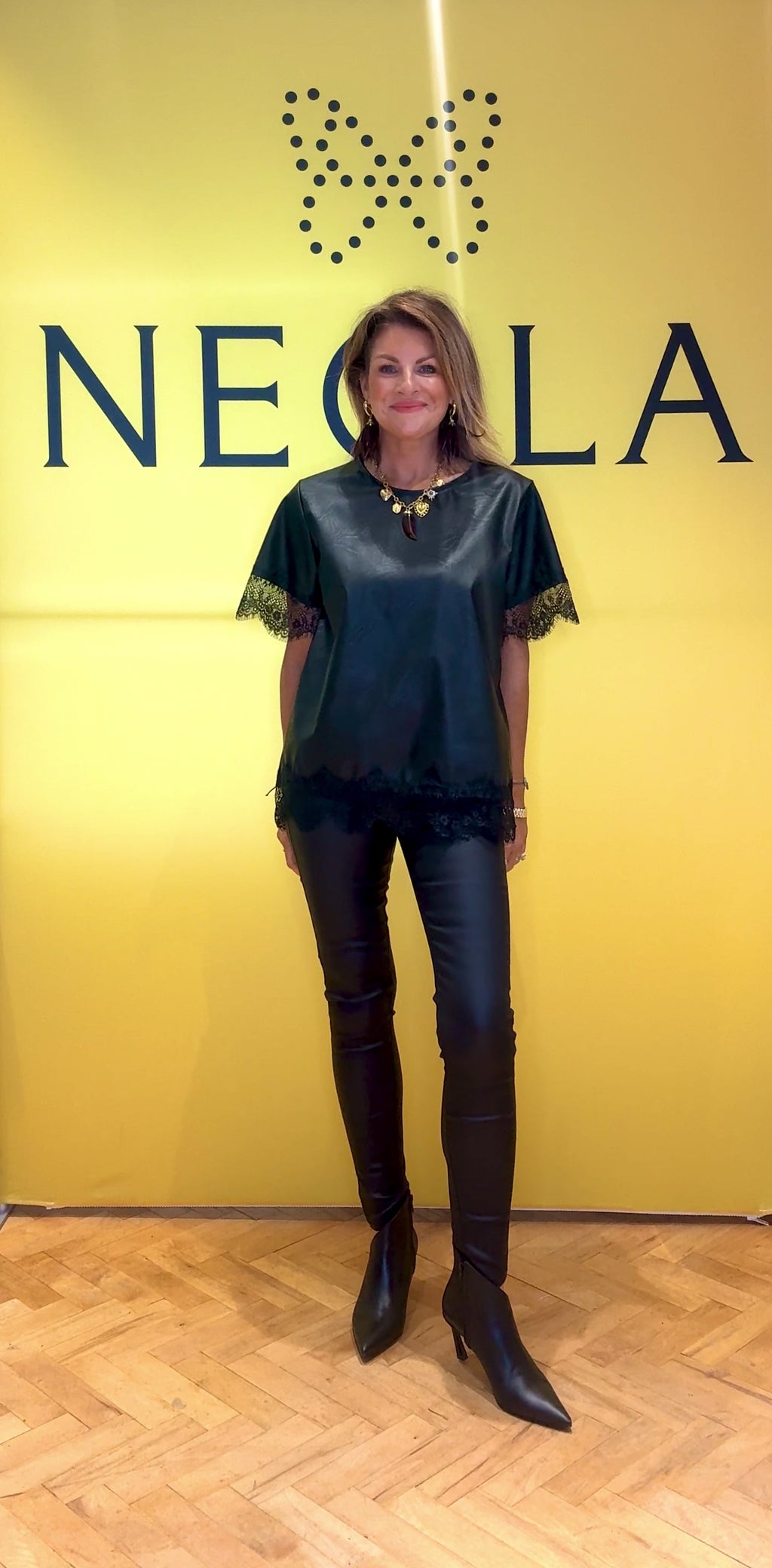 Freya- Faux Leather Top- Black