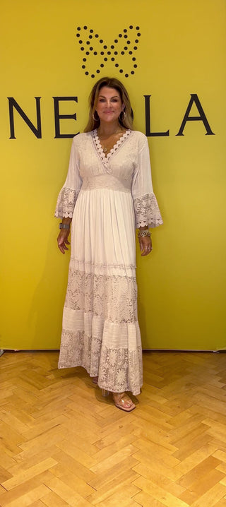 Calista long sleeve lace dress - Beige