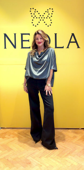 Heather- Charcoal Grey- Satin Blouse