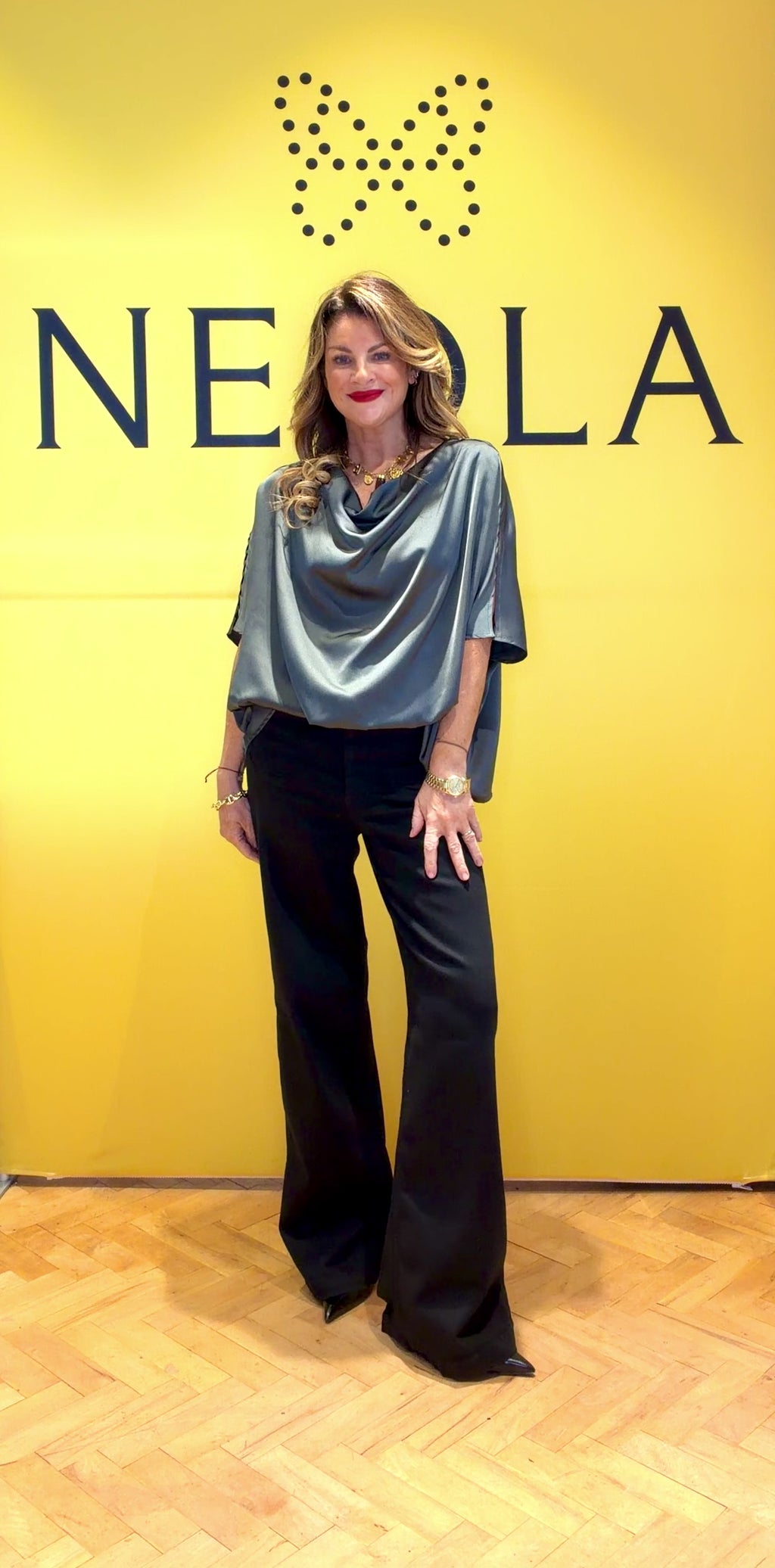 Heather- Charcoal Grey- Satin Blouse