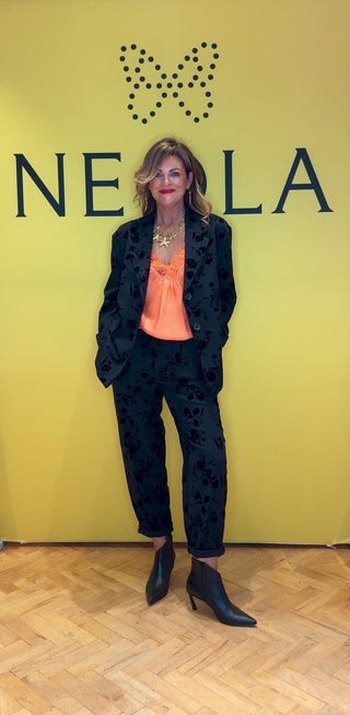 Naya Velvet Brocade Trouser Suit - Black