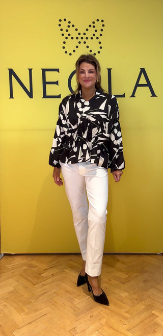 Nadia Print Blouse - Black/Warm White