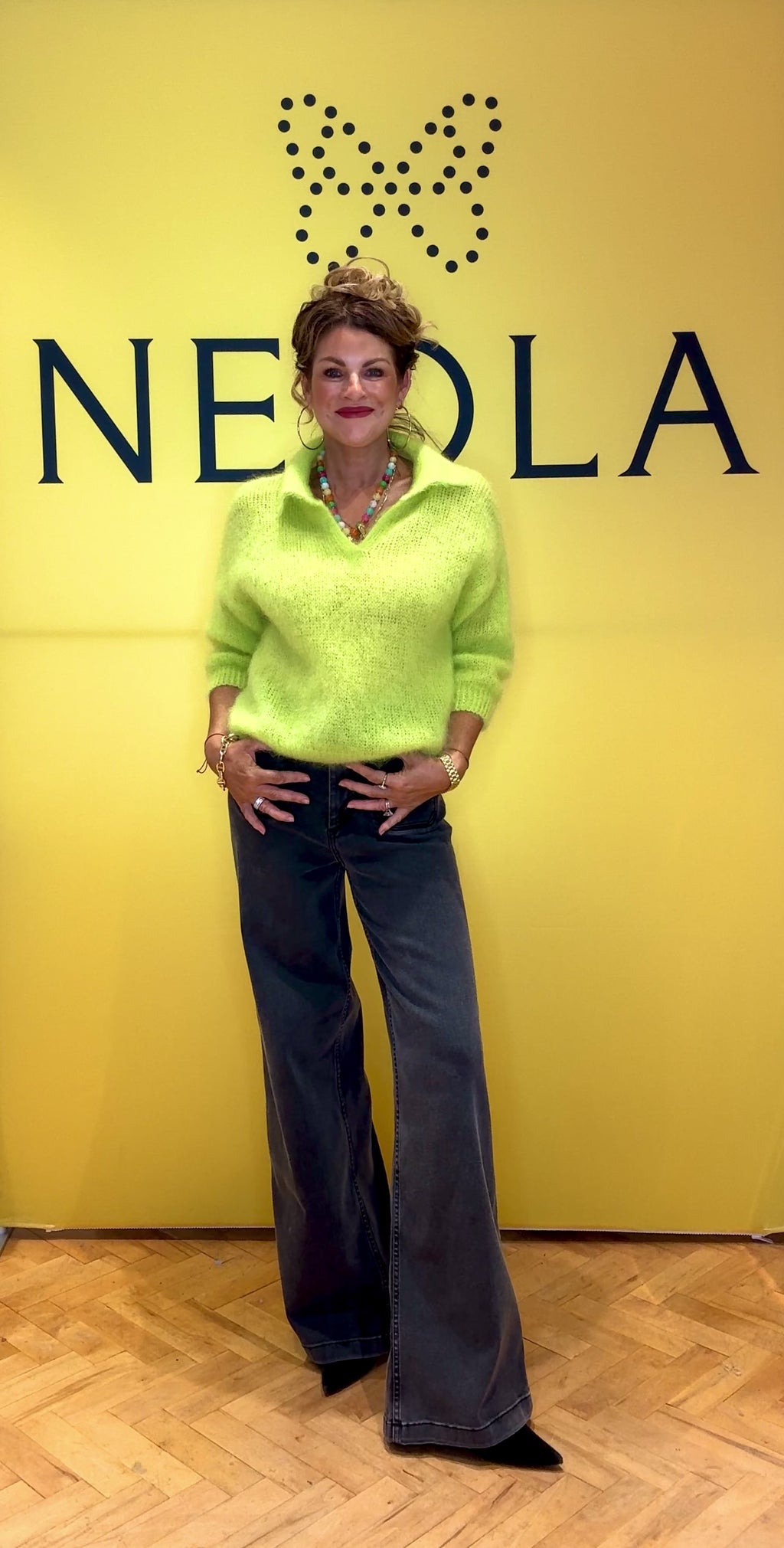 Myra Mohair Collar Knit - Neon Yellow