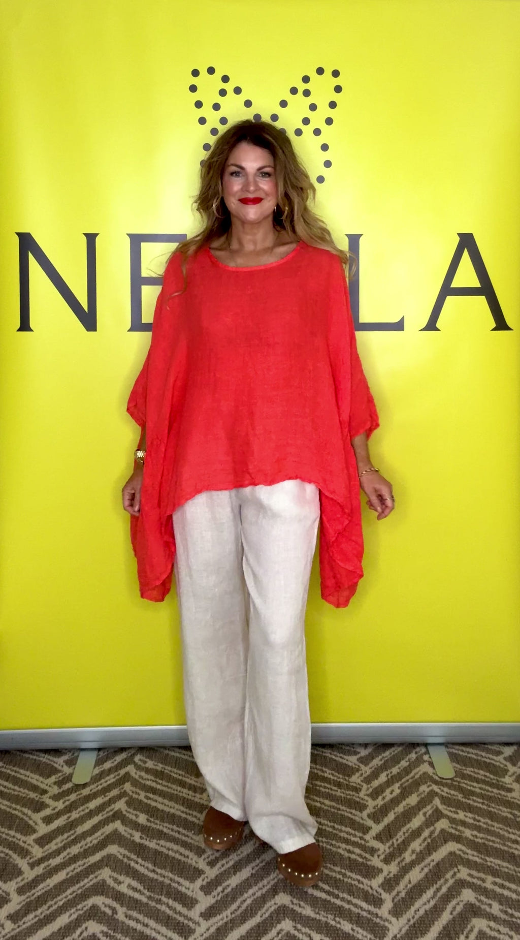 Oliva Loose Linen Top - Coral