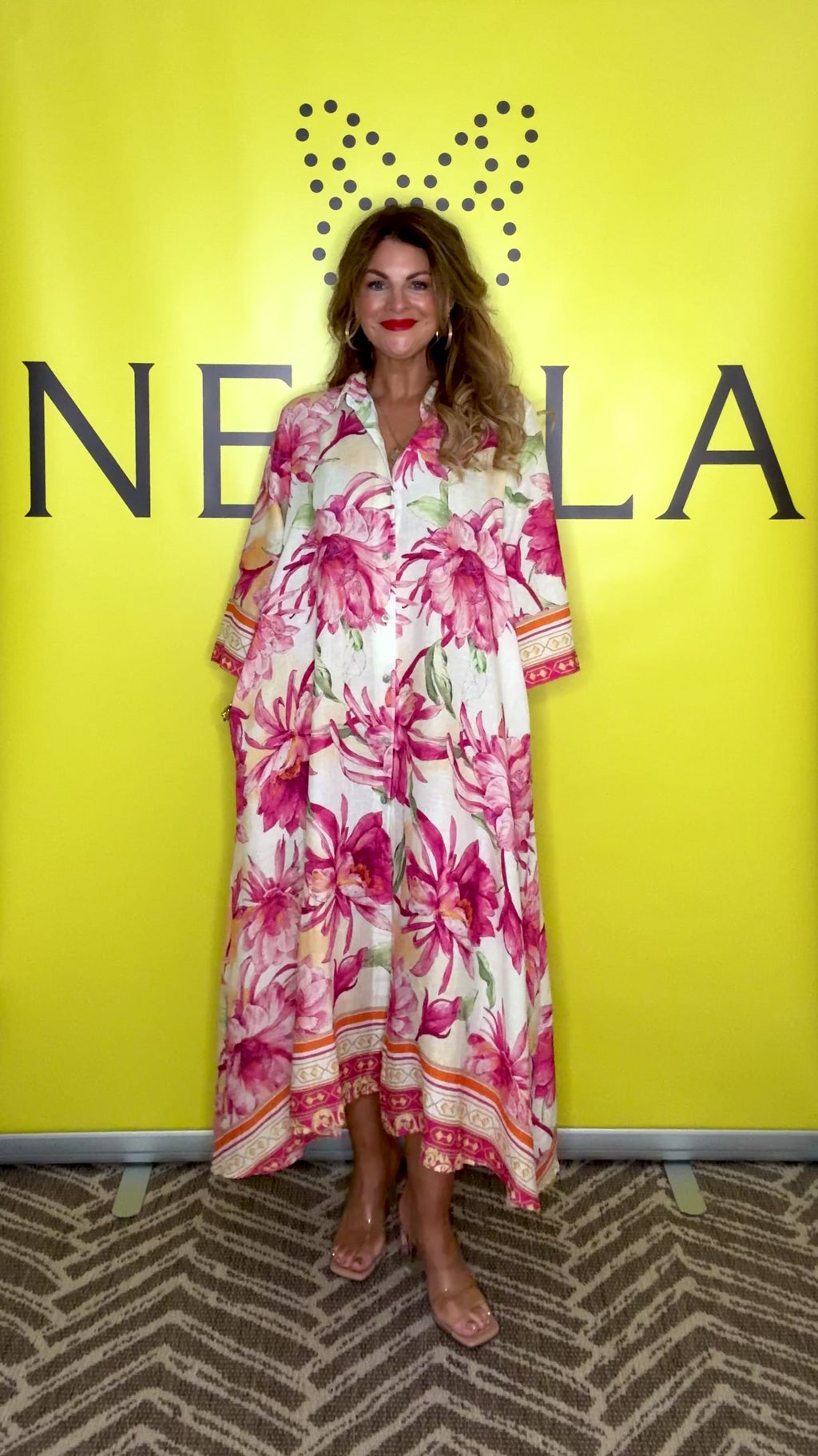 Fleur Floral Print Linen Dress - Pink Multi