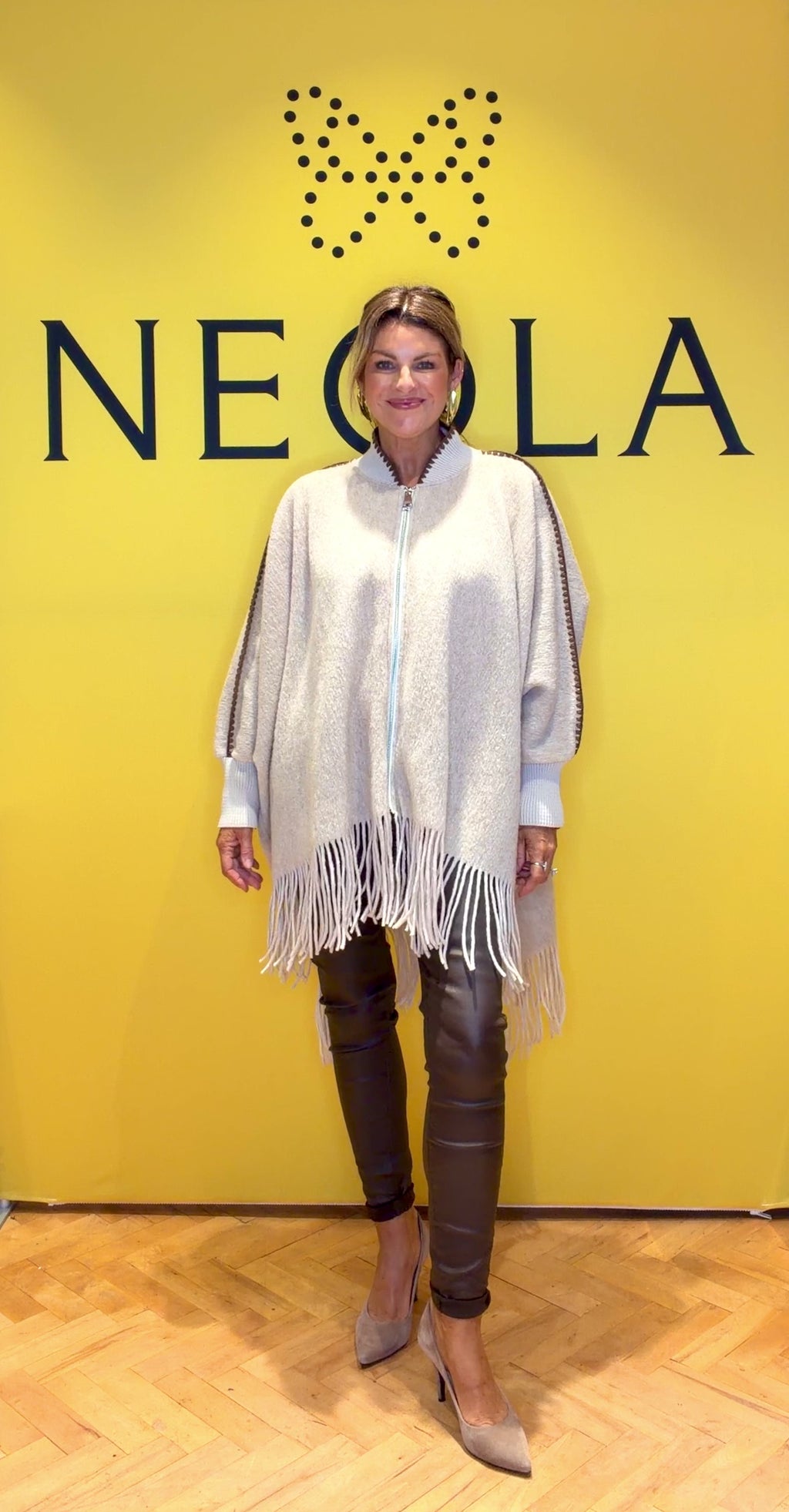 Tanya Tassle Poncho Zip - Cream