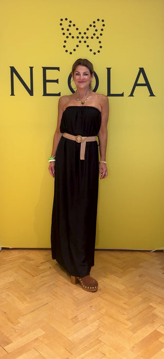 Constance Bandeau Dress with Belt - Black