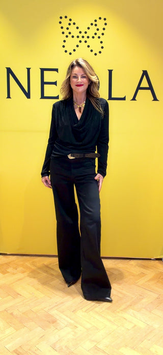 Jordyn- Black- Cowl Neck Top