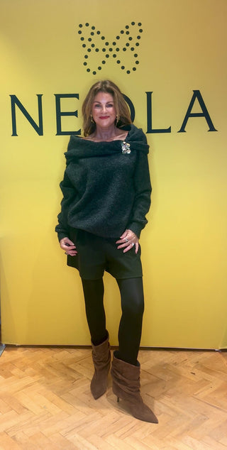 Megan Off The Shoulder Knit - Charcoal 