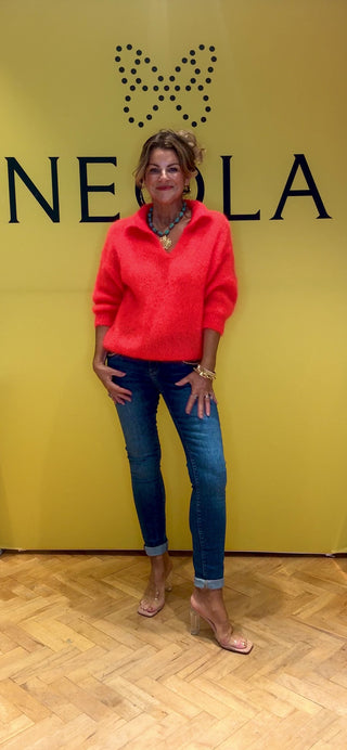 Myra Mohair Collar Knit - Orange