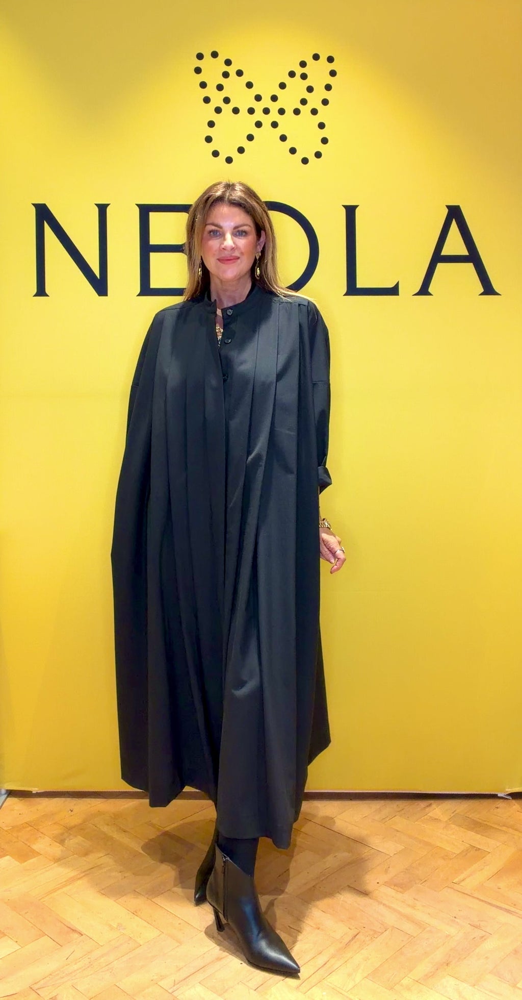 Malia Coat Dress With Pockets -Black