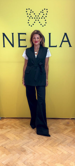 Tiger Sleeveless Suit Jacket - Black