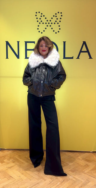 Scarlet Faux Leather Fur Bomber Jacket