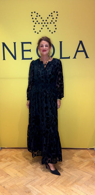 Elona Black Floral Dress