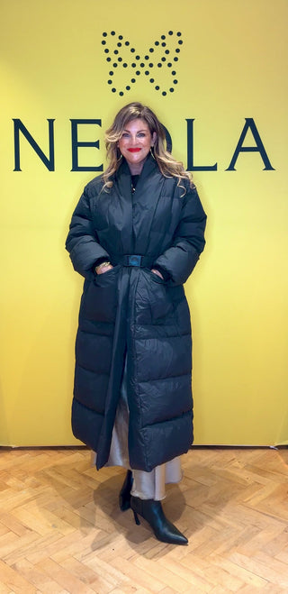 Sana Long Duck Down Puffa Coat - Black