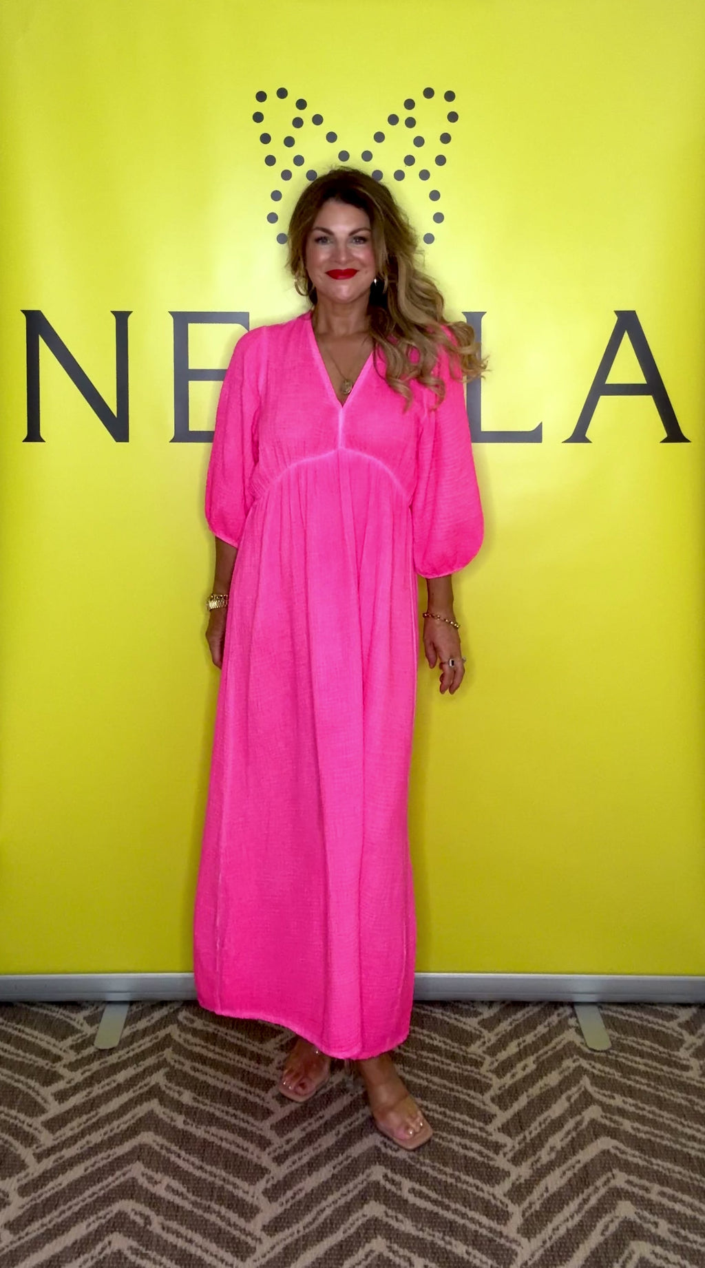Lila Cotton Dress - Pink Fluoro