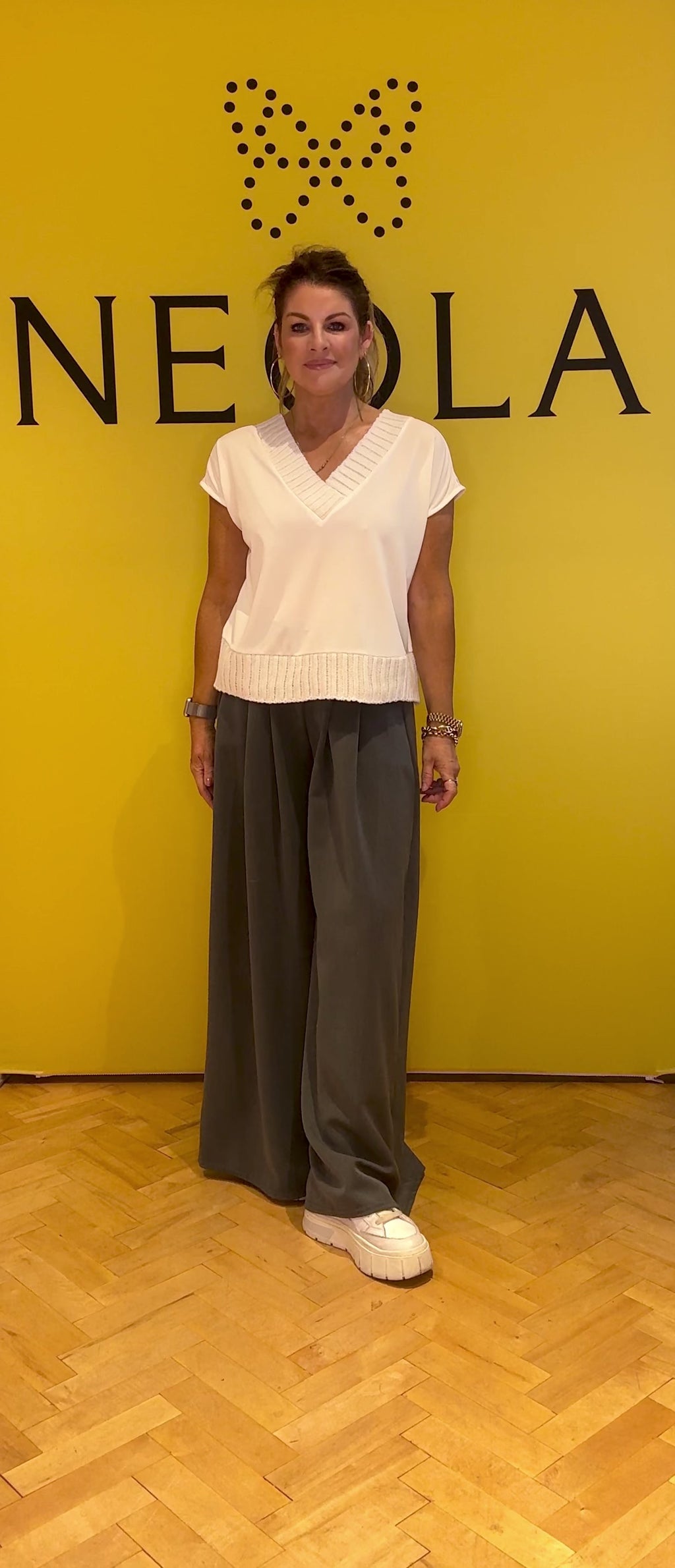 Yade Knit Short Sleeve Top - White